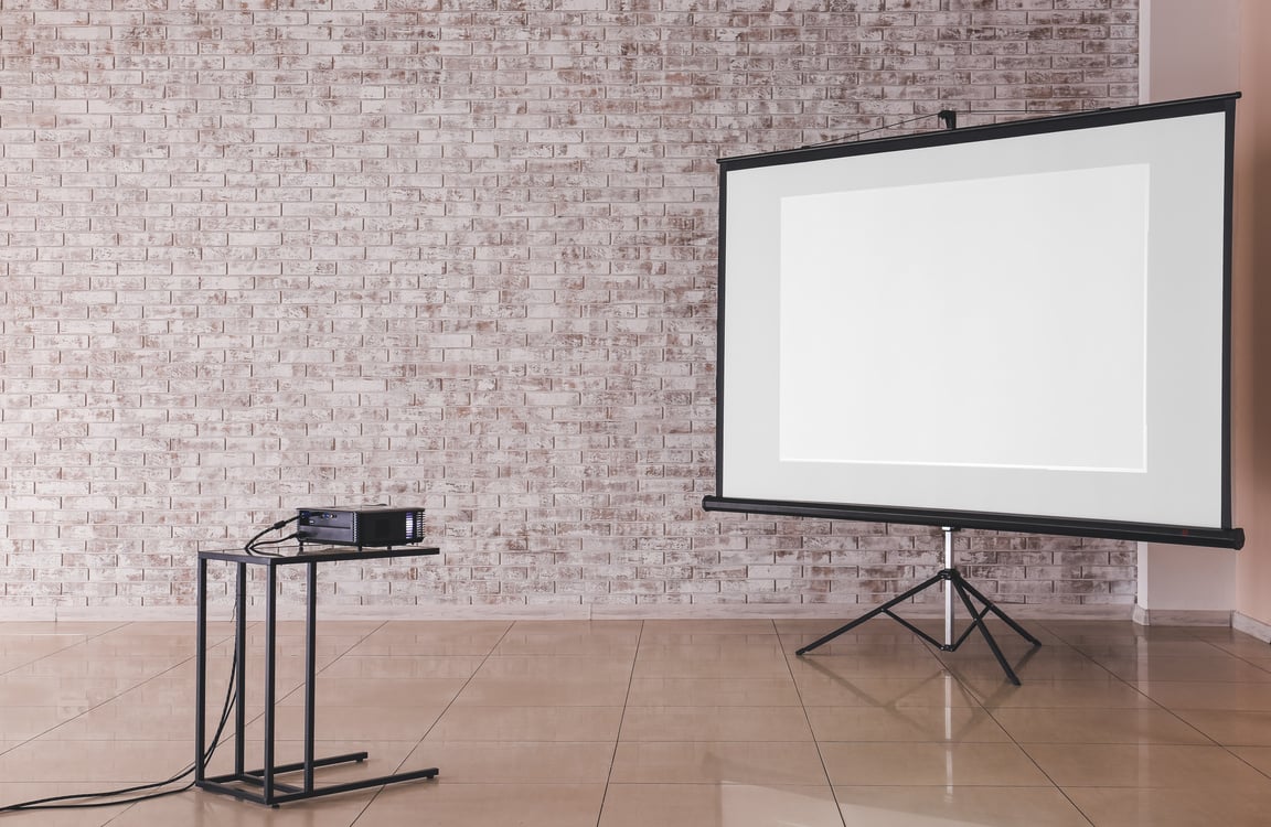 Room with Projector Prepared for a Conference 